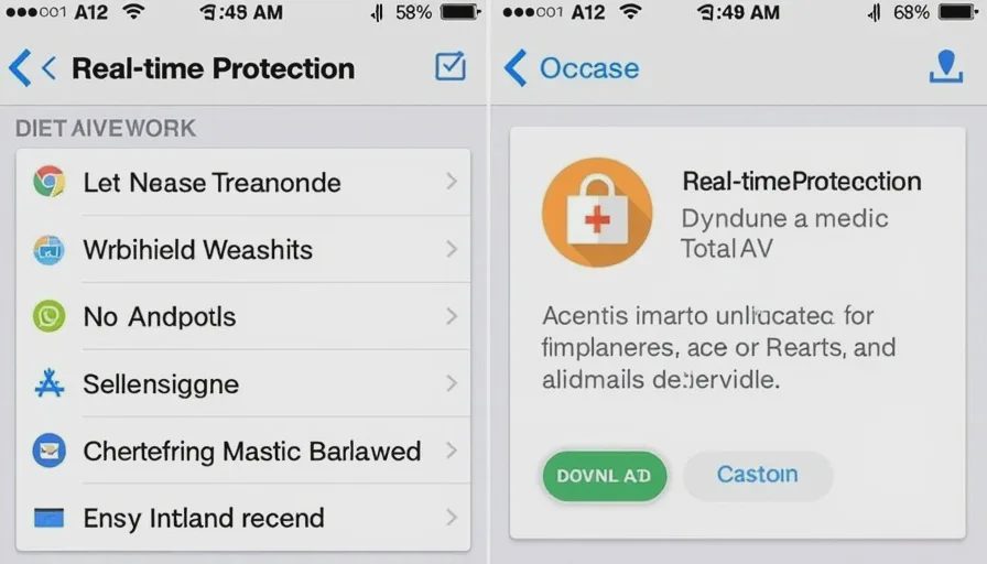 TotalAV mobile dashboard protection settings.