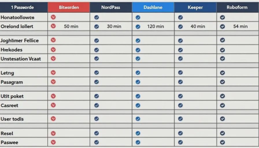 Family password manager comparison table.